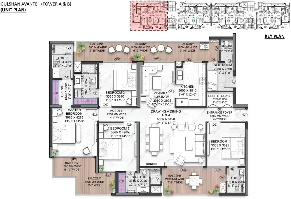 Paradise  Palm  Villas Floor Size